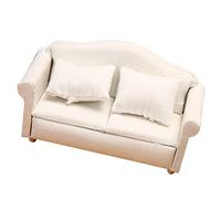 FRCOLOR Scale White Fabric Sofa with Pillows for Doll House Cute Decorative Accessory for Strong and Safe Design for Endless Fun