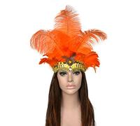 FRCOLOR Sequin Feather Headband Headdress,Elastic 1920s Flapper Headpiece Vintage Flapper Headband Accessories Set for Party,Cosplay,Event(Orange)