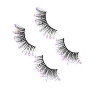 FRCOLOR Sequins False Lashes for Women Wispy Makeup Eyelashes d Sparkles for Girls Night Out Party Stage Daily Life
