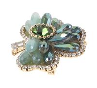 FRCOLOR Shamrock Decorative Pin Elegant Rhinestone Vintage Lapel Pin for Women Green Crystal Leaf Brooch, Brass for St Patrick’s Day Parties and Work Accessories
