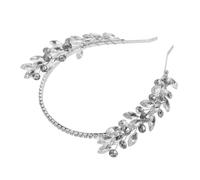 FRCOLOR Shiny Rhinestone Leaf Wedding Crown Headband Bridal Hairpiece for Women Wedding Headdress Bride
