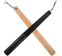 FRCOLOR Shoe Horns Ergonomic Design Handled 2pcs Wooden and with Portable U-shaped Structure Slides Easily into Shoes, for Travel and Suitable for Seniors and Pregnant Women