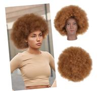 FRCOLOR Short Curly Afro Wig for Black Women Lightweight Heat-resistant Synthetic Hair with Soft Full Texture and Natural Shine Easy Styling for Cosplay Parties and Daily Wear