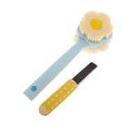 FRCOLOR Shower Back Scrubber with Long Handle Exfoliating Bath Brush Double-Sided Soft Bristles Foot File Perfect for Deep Cleaning