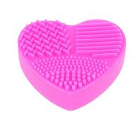 FRCOLOR Silicone Brush Cleaner Mat Heart Shaped Scrubbing Pad for Makeup Brushes Handheld Cleaning Tool for Eyes and Face Easy to Use Rose Red