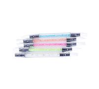 FRCOLOR Silicone Head Nail Art Pen Set Dual-ended Design for Easy Detailing Soft and Durable for Flower Patterns and Nail Designs Transparent Acrylic Handle with Rhinestones