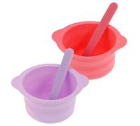 FRCOLOR Silicone Wax Bowl Set 4pcs Foldable High-temperature Resistant Wax Pot Liners with Hair Removal Spatulas for Home and Salon Use Pink and Purple