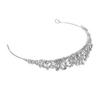 FRCOLOR Silver Bridal Crown Wedding Headpiece with Lightweight Alloy and Electroplated Rhinestones, Sparkling Princess Tiara Hair Accessory for Memorable Celebrations and Parties
