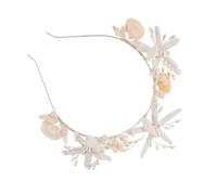 FRCOLOR Silver Pearl Seashell Headband for Beach Wedding Hair Accessories Ocean Creature Mermaid Bridal Hair Band for Women Girls