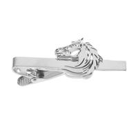 FRCOLOR Silver Stainless Steel Horse Head Tie Clip Strong Clasp Universal Fit Elegant Finish Classic Style for Wedding Business Attire