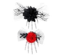 FRCOLOR Skeleton Hand Hair Clips 2pcs Comfortable and Versatile Use with Flower Bowknot Design, Plastic Halloween Hair Barrettes for Women for Parties and Cosplay Events
