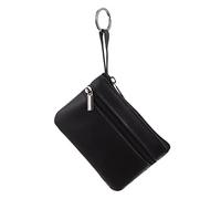 FRCOLOR Small Coin Purse Zipper Change Wallet Leather Keychain Coin Pouch Compact Women’s Short Wallet for Everyday Use Black