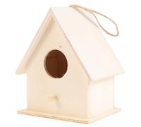 FRCOLOR Small House Birdcage with Solid Hardwood Unfinished 6 Pcs Wooden Craft Kits and Thicken Rope, Educational and Ready to Be Finished and Decorative Assorted style for Home Graffiti