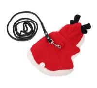 FRCOLOR Small Pet Christmas Harness and Leash Set, S Size Bunny Walking Leash with Thickened Fleece Warm Clothes, Anti-escape Rabbit Harness for Small Animals