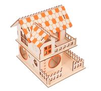 FRCOLOR Small Pet Hamster Hideout Hut Wooden House for Hamsters Mice and Small Furry Animals Quiet Breathable Hideaway with Fun Play Spot and Exercise Area