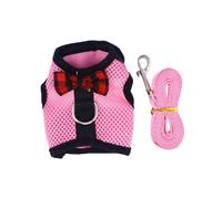 FRCOLOR Small Pet Harness with Leash Breathable Mesh Vest Chest Strap for Hamsters and Rabbits Lightweight Pink Harness with Bow Design for Outdoor Walks