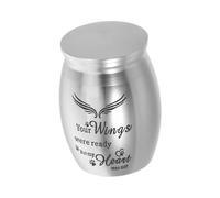 FRCOLOR Small Pet Urn Stainless Steel with Guardian Wing Design Mini Memorial Keepsake Box for Cat Dog Ashes Openable Cremation Ashes Container for Small Animals Funeral and Burial