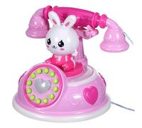 FRCOLOR Small Plastic Simulation Telephone for Educational Fake Phone Plaything with Retro Design Interactive Early Learning for Development Pink