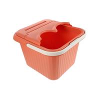 FRCOLOR Square Plastic Foot Bath Bucket Lid and Handle, Deep Over-knee Soaking Tub Massage Function for Home Spa and Foot Care