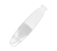 FRCOLOR Squeezable Silicone Food Feeder with Standing Base and Spoon White Dispensing Porridge Cup for Months Gender Neutral Utensil for Introducing Solids and Self Feeding