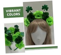 FRCOLOR St Patricks Day Shamrock Headband with Rose Flowers Women S Lightweight Hairband for Festival Party Cosplay Accessories