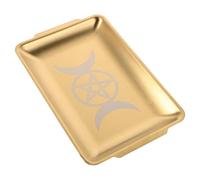 FRCOLOR Stainless Steel Flat Bowl Trinket Holder Witchcraft Offering Bowl Decorative Altar Tray Elegant Golden Reflective Surface Versatile Use for Home Decor and Hotel