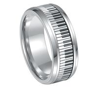 FRCOLOR Stainless Steel Piano Key Ring Rotatable Music Finger Ring Stylish Ornament for Men Women Music Party US