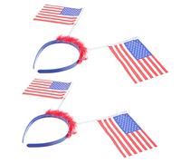 FRCOLOR Star and Flag Headdress Set 2pcs Glitter Hair Hoop for American Themed Parties