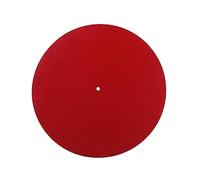 FRCOLOR Static Wool Turntable Platter Mat Pad Diameter Red Slipmat for Vinyl Record Players with Non Slip Grooves and Label Recess Compatible with All Standard Platters Reduces Vibration