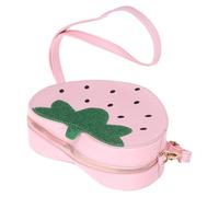 FRCOLOR Strawberry Shaped Crossbody Bag for Women, Small Cute Fruit Purse with Pink Shoulder Strap, Novelty ’S Handbag for Travel School Daily Use