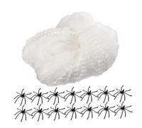 FRCOLOR Stretchable Halloween Spider Web Decoration with Black Fake Spiders and Dark Cobweb for Indoor Outdoor Spooky Party Supplies and Haunted House Scenes