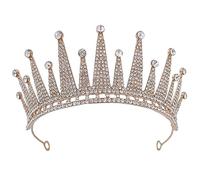FRCOLOR Stunning Rhinestone Headband Wedding Hair Fascinator Gold Bridal Tiara for Bride Birthday Accessory