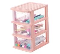 FRCOLOR Sturdy Plastic 1pc Drawer Storage Cabinet Office Storage Case Desktop Storage Box for Sundries Stationery Container 3-tier Pink Tidy and Organized