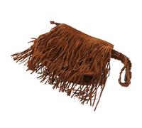FRCOLOR Tan Sling Bag for Women Leatherette Crossbody Bag with Large Capacity and Tensile Function Chic Fringe Tassel Handbag Suitable for Everyday Use