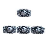 FRCOLOR Taoism Copper Ring for Women Statement Finger Ring with Yin Design Elegant Chinese Costume Accessory for Parties Weddings and Daily Wear