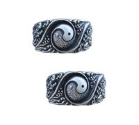 FRCOLOR Taoism Theme Copper Ring for Men Women Cool Unisex Statement Ring Unique Chinese Jewelry for Parties Weddings Daily Wear present Occasion