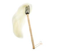 FRCOLOR Taoist Horsetail Whisk with Wooden Handle Compact Lightweight Handheld Decorative Whisk for Taoism Home Charm Vivid Chinese Style Desktop Ornament