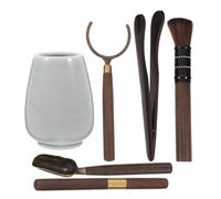 FRCOLOR Tea Ceremony Bottle Set Easy to Clean Ceramic with Six Tea Making Utensils Sturdy White Chic During Holidays Gift for Friends and Relatives