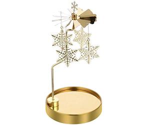 FRCOLOR Tea Light Holder Snowflake Rotating Candle Holder Metal Candlesticks Table Centerpiece Desktop Decorations for Christmas Birthday Party Home (No Candle)