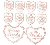 FRCOLOR Team Bride Temporary Stickers Set 2pcs Rose Gold Heart Design for Bridal Shower Wedding Party Favors Bridesmaid Body Decals Hen Party Accessories