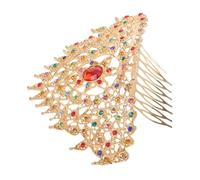FRCOLOR Thai Traditional Princess Crown Comb Rhinestone Wedding Hairpiece for Brides Lightweight Chinese Costume Hairpin Elegant Birthday Party Accessory