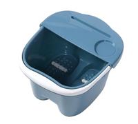 FRCOLOR Thicker Blue Foot Bath Basin with Lid for Home Use Elevated Capacity Foot Soak Tub with Massage Function and Phone Groove Relaxing Spa for Leg and Muscle Relief