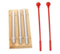 FRCOLOR Three Tone Chime Meditation Bell Hand Percussion Instrument for Mindfulness Chakra Healing Yoga and Classroom Use Light Brown Construction with Volume