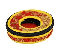 FRCOLOR Tibetan Meditation Bell Storage Case with Protective Sleeve Medium 8.5cm Copper Bell Container Bag for Temple Handmade Nepal Packaging Pouch with Random Color Patterns