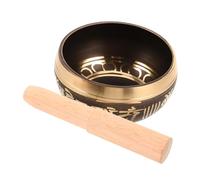 FRCOLOR Tibetan Singing Bowl Set to Calm the Mind with Wooden Mallet and Cushion, Copper Material Handcrafted Unique Sound Bowl Beautiful Design for Yoga and Relaxation for Meditation