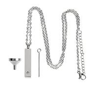 FRCOLOR Titanium Steel Urn Necklace for Ashes Opens to Hold Memorial Keepsakes Simple Design Rhinestones for Men for Remembering Loved Ones