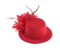 FRCOLOR Top Hat Hair Clip Feather Flower Decor Clips Fascinator Hat Veil Red Mini Top Hat for Tea Party Wedding Party