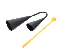 FRCOLOR Traditional Latin Double Trumpet Samba Percussion Instrument with Wooden Stick Agogo Bell for Beginners and Professionals Compact Two Tone Cowbell for School Home and Stage Use