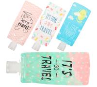 FRCOLOR Travel Essentials 4pcs Toiletries Dispenser Set Portable Squeeze Bags Leak Lotion Shampoo Shower Gel Containers