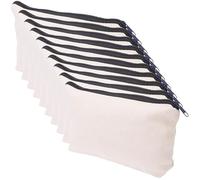 FRCOLOR Travel Friendly Cosmetic Pouch Blank Canvas Makeup Bag for DIY Customisation 10pcs with Zipper Small Beige Canvas Pencil Case for Travel and Business Trip